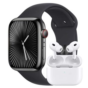 ساعت هوشمند ورنا مدل W46 Max مجموعه 7 بندی به همراه هندزفری ایرپاد پرو